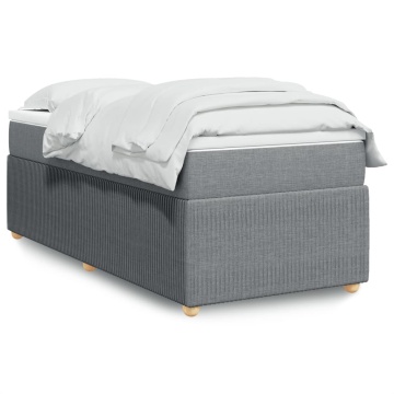 Pat box spring cu saltea, gri deschis, 100x200 cm, textil - Img 1