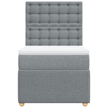 Pat box spring cu saltea, gri deschis, 100x200 cm, textil - Img 4