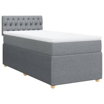 Pat box spring cu saltea, gri deschis, 100x200 cm, textil - Img 2
