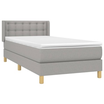 Pat box spring cu saltea, gri deschis, 100x200 cm, textil - Img 3