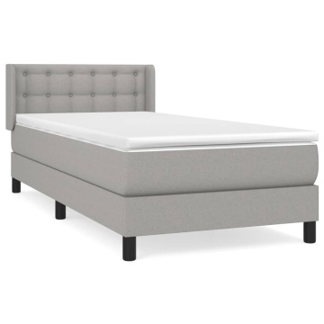 Pat box spring cu saltea, gri deschis, 100x200 cm, textil - Img 2