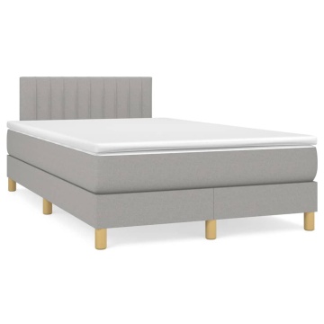 Pat box spring cu saltea, gri deschis, 120x200 cm, textil - Img 2