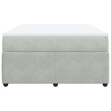 Pat box spring cu saltea, gri deschis, 160x200 cm, catifea - Img 4