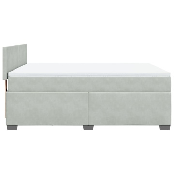 Pat box spring cu saltea, gri deschis, 160x200 cm, catifea - Img 6
