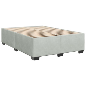 Pat box spring cu saltea, gri deschis, 160x200 cm, catifea - Img 8