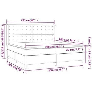 Pat box spring cu saltea, gri deschis, 200x200 cm, textil - Img 6