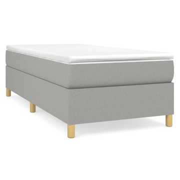 Pat box spring cu saltea, gri deschis, 80x200 cm, textil - Img 2