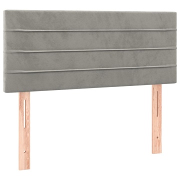 Pat box spring cu saltea, gri deschis, 90x190 cm, catifea - Img 5