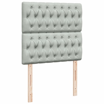 Pat box spring cu saltea, gri deschis, 90x190 cm, catifea - Img 6
