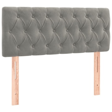 Pat box spring cu saltea, gri deschis, 90x190 cm, catifea - Img 5