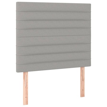 Pat box spring cu saltea, gri deschis, 90x190 cm, textil - Img 8