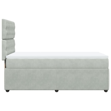 Pat box spring cu saltea, gri deschis, 90x200 cm, catifea - Img 8