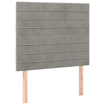 Pat box spring cu saltea, gri deschis, 90x200 cm, catifea - Img 5