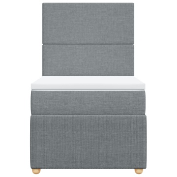 Pat box spring cu saltea, gri deschis, 90x200 cm, textil - Img 5
