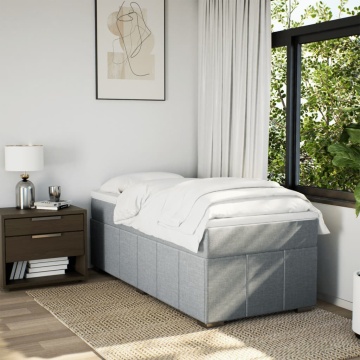 Pat box spring cu saltea, gri deschis, 90x200 cm, textil - Img 3