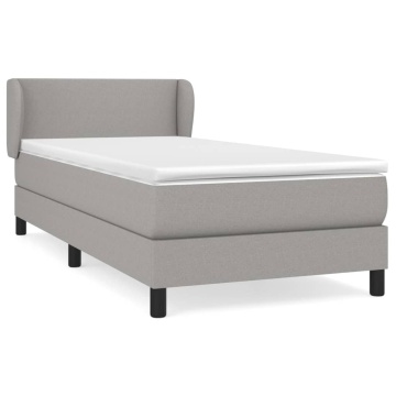 Pat box spring cu saltea, gri deschis, 90x200 cm, textil - Img 2