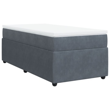 Pat box spring cu saltea, gri închis, 100x200 cm, catifea - Img 2
