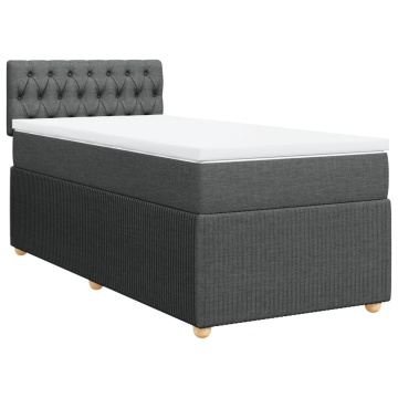 Pat box spring cu saltea, gri închis, 100x200 cm, textil - Img 2