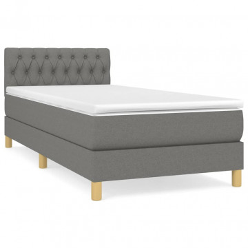 Pat box spring cu saltea, gri închis, 100x200 cm, textil - Img 2