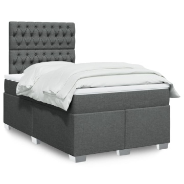 Pat box spring cu saltea, gri închis, 120x190 cm, textil - Img 1