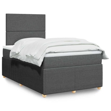Pat box spring cu saltea, gri închis, 120x190 cm, textil - Img 1