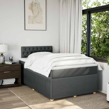 Pat box spring cu saltea, gri închis, 120x190 cm, textil - Img 3