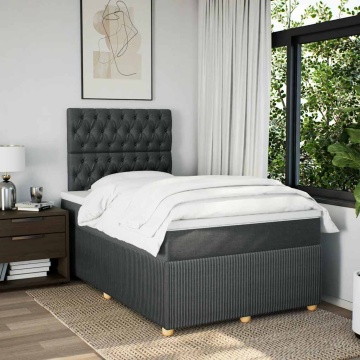 Pat box spring cu saltea, gri închis, 120x190 cm, textil - Img 3