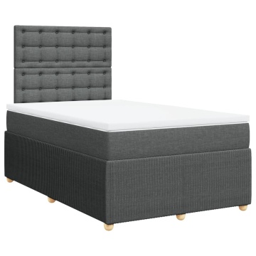 Pat box spring cu saltea, gri închis, 120x200 cm, textil - Img 3