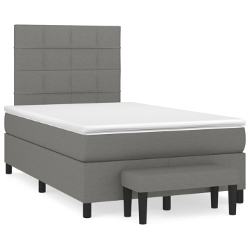Pat box spring cu saltea, gri închis, 120x200 cm, textil - Img 2