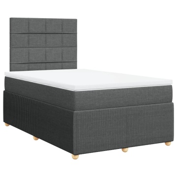 Pat box spring cu saltea, gri închis, 120x200 cm, textil - Img 2