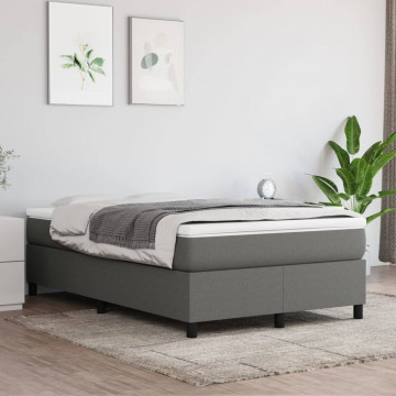 Pat box spring cu saltea, gri închis, 120x200 cm, textil - Img 1