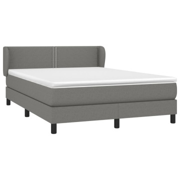 Pat box spring cu saltea gri închis 140x200 cm, material textil - Img 3