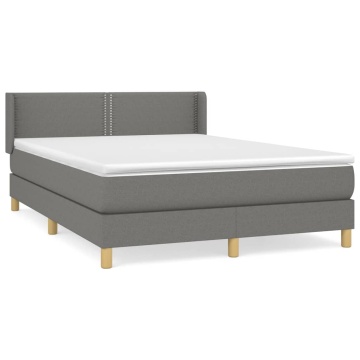 Pat box spring cu saltea, gri închis, 140x200 cm, textil - Img 2