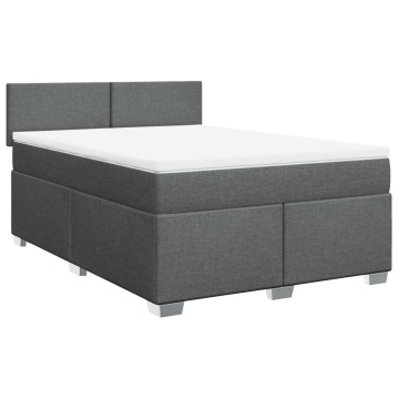 Pat box spring cu saltea, gri închis, 140x200 cm, textil - Img 3