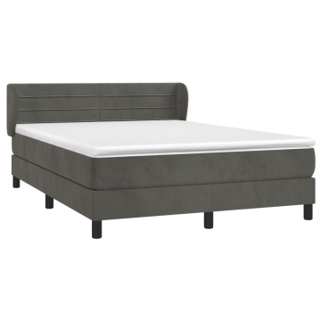 Pat box spring cu saltea, gri închis, 160x200 cm, catifea - Img 3