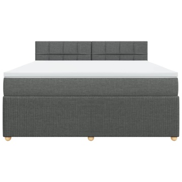 Pat box spring cu saltea, gri închis, 180x200 cm, textil - Img 4