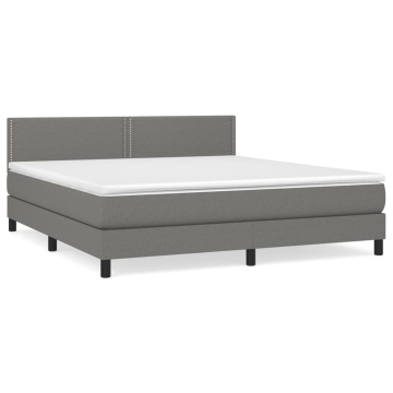 Pat box spring cu saltea, gri închis, 180x200 cm, textil - Img 2
