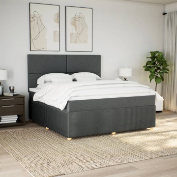 Pat box spring cu saltea, gri închis, 180x200 cm, textil - Img 8