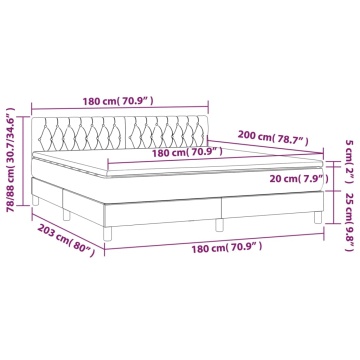 Pat box spring cu saltea, gri închis, 180x200 cm, textil - Img 6
