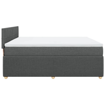 Pat box spring cu saltea, gri închis, 180x200 cm, textil - Img 8