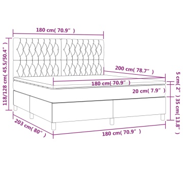 Pat box spring cu saltea, gri închis, 180x200 cm, textil - Img 5