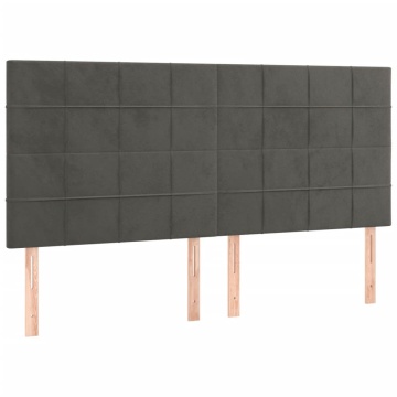 Pat box spring cu saltea, gri închis, 200x200 cm, catifea - Img 5