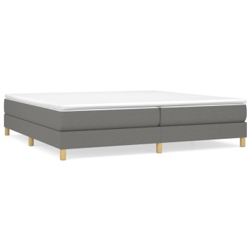 Pat box spring cu saltea, gri închis, 200x200 cm, textil - Img 2