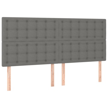 Pat box spring cu saltea, gri închis, 200x200 cm, textil - Img 5