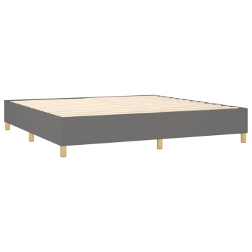 Pat box spring cu saltea, gri închis, 200x200 cm, textil - Img 4