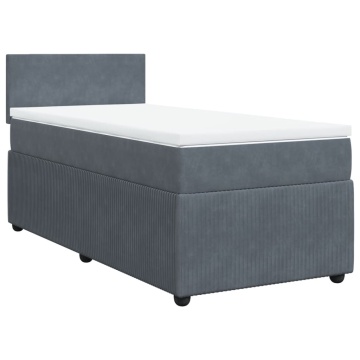 Pat box spring cu saltea, gri închis, 80x200 cm, catifea - Img 3