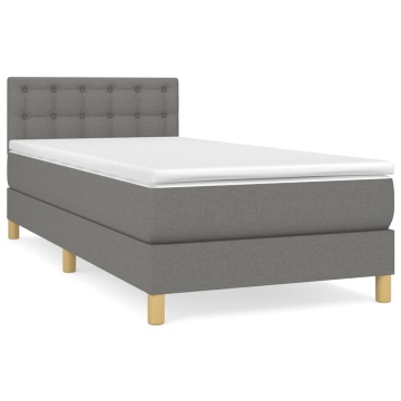 Pat box spring cu saltea, gri închis, 80x200 cm, textil - Img 2
