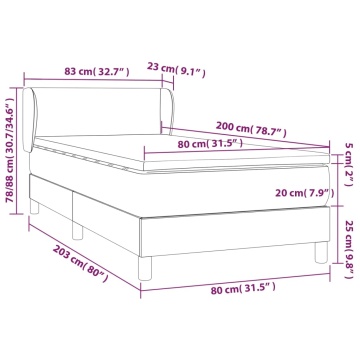 Pat box spring cu saltea, gri închis, 80x200 cm, textil - Img 6