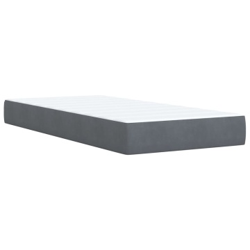 Pat box spring cu saltea, gri închis, 90x190 cm, catifea - Img 5