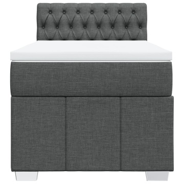Pat box spring cu saltea, gri închis, 90x190 cm, textil - Img 4